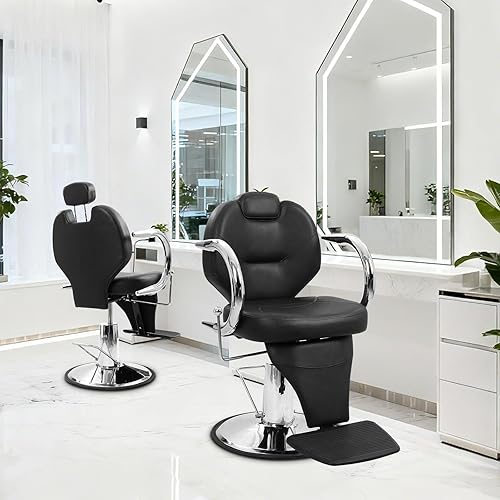 Miniatura 2 de Garvee Silla de salón para estilista, silla reclinable giratoria de 360 con reposacabezas ajustable, bomba hidráulica resistente, silla de