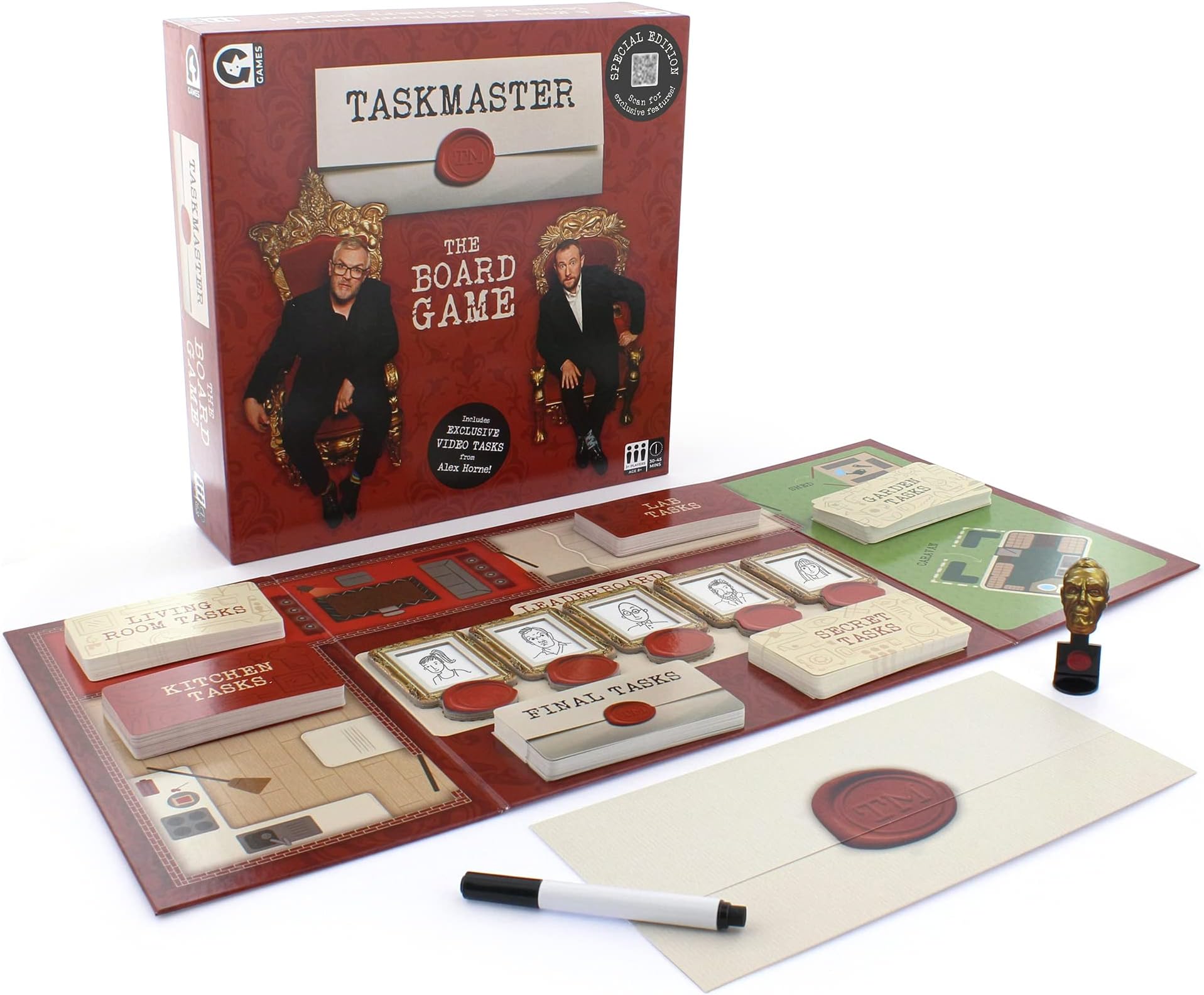 Taskmaster The Board Game | Special Edition | Ultimate Ideal Fun for Group Nights In | Silly Challenges with Video Tasks from Alex Horne | Great for Parties and Gatherings