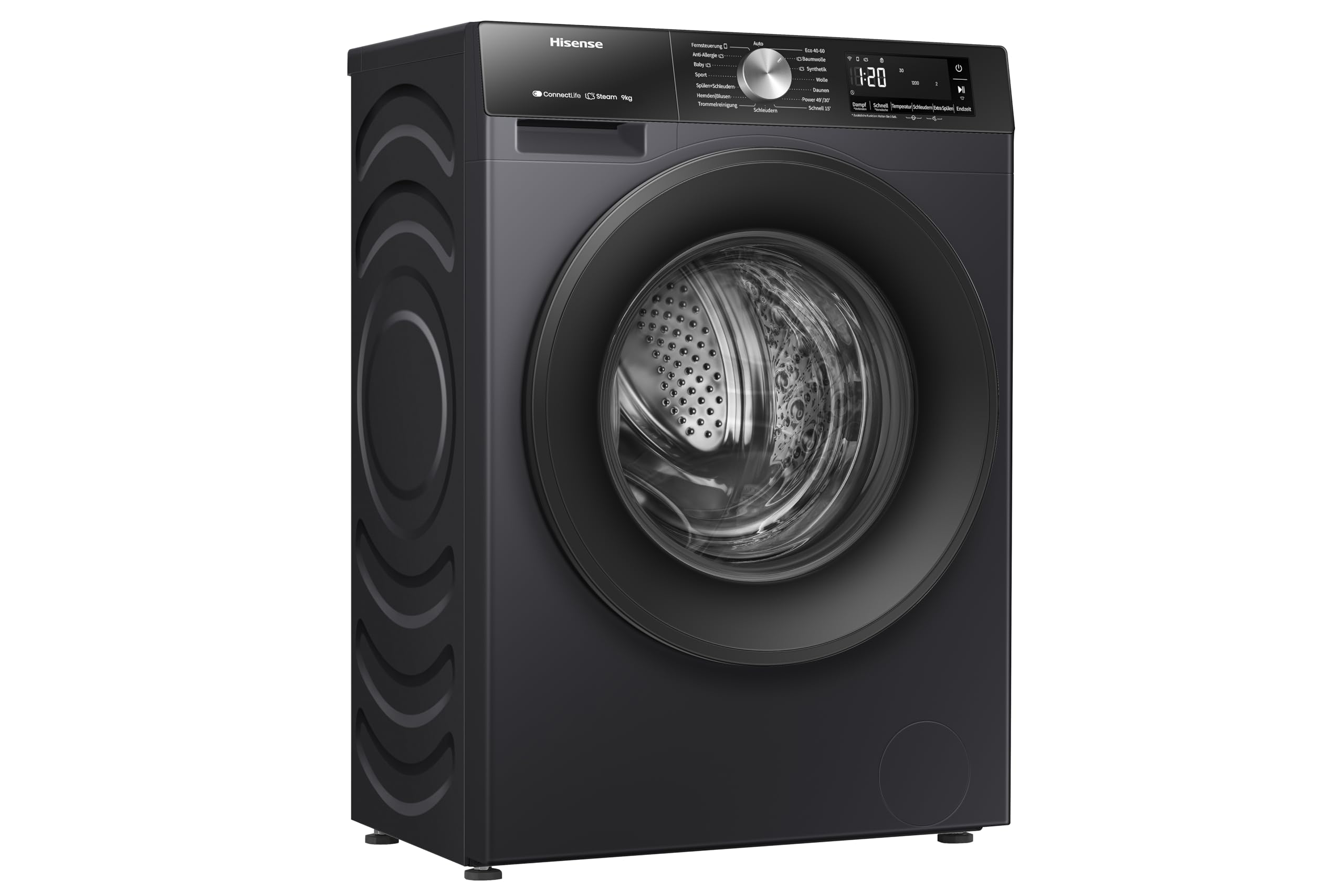 Hisense WF3S9043BB3, pralka, 9 kg, klasa A-30%/D, 1400 obr./min, szerokość 60 cm, 14 programów, czarny