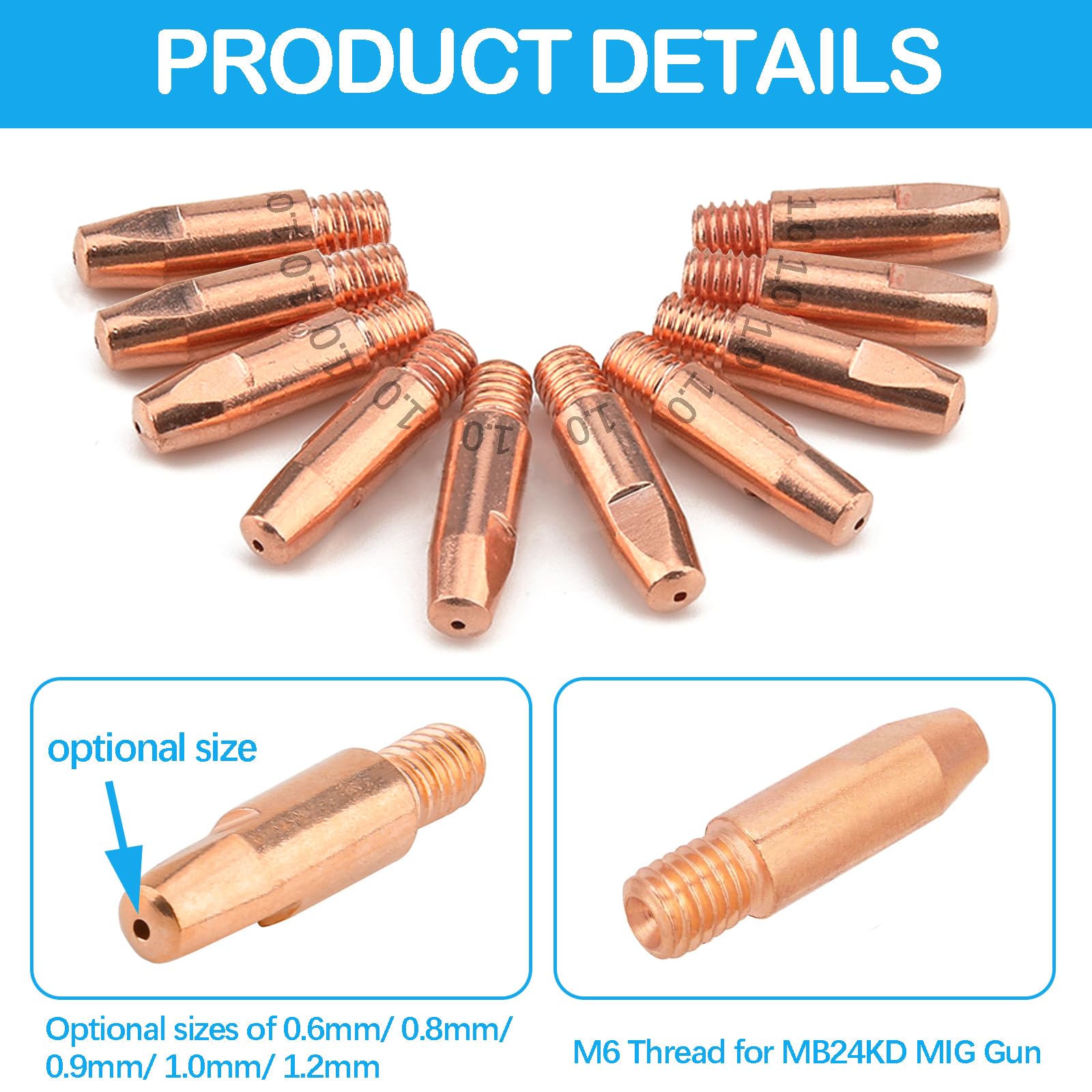 Set van 20 Koperen Contacttips M6 voor MIG/MAG Lastoorts