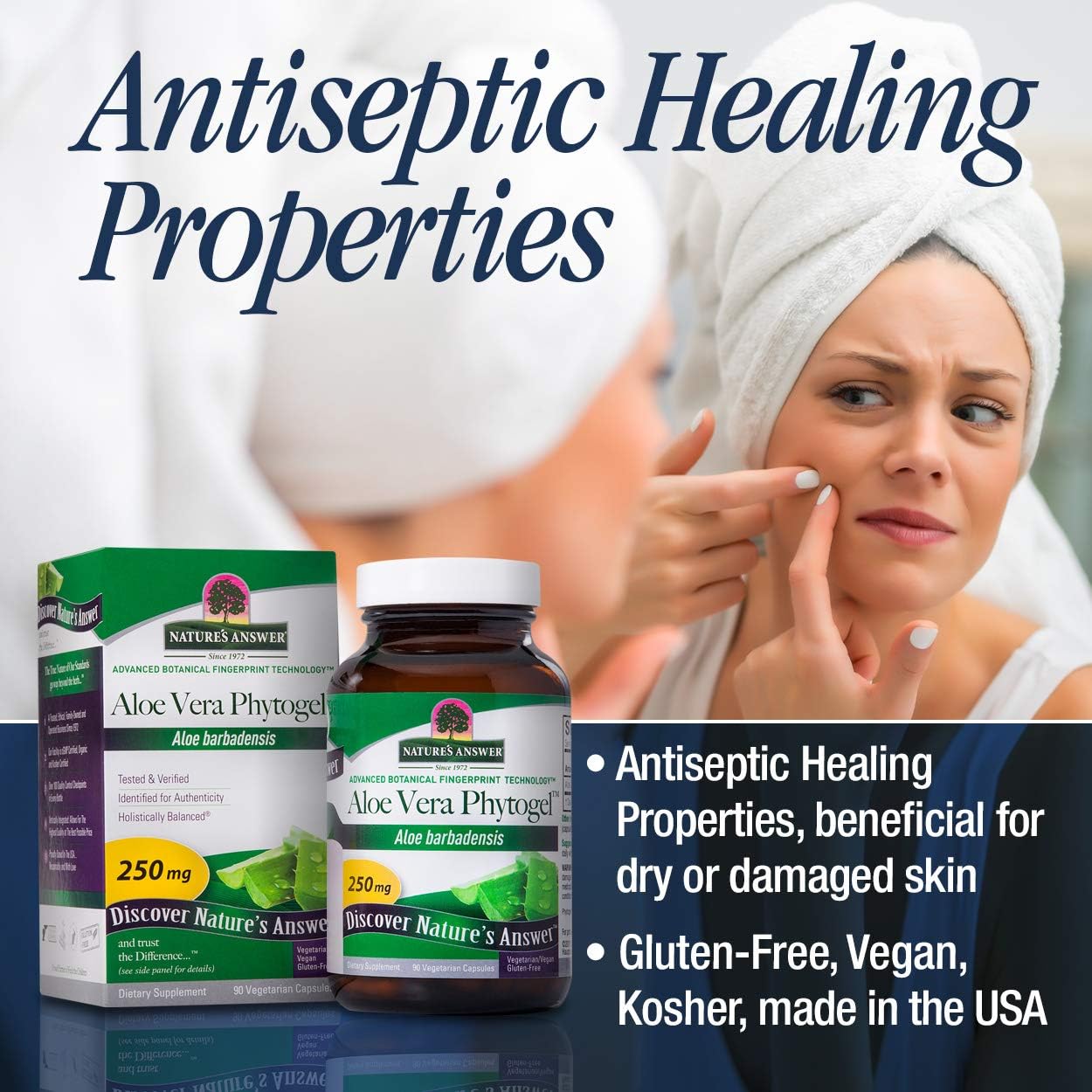 Nature's Answer's Aloe Vera Phytogel | Supports Digestive Health | Vegan, Non-GMO | Veggie Capsules 90Ct : Health & Household