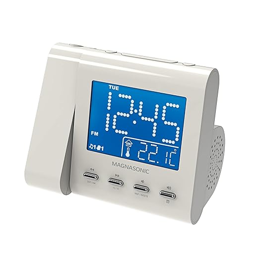 Magnasonic Projection Alarm Clock with AM/FM Radio, Battery Backup, Auto Time Set, Dual Alarm item
