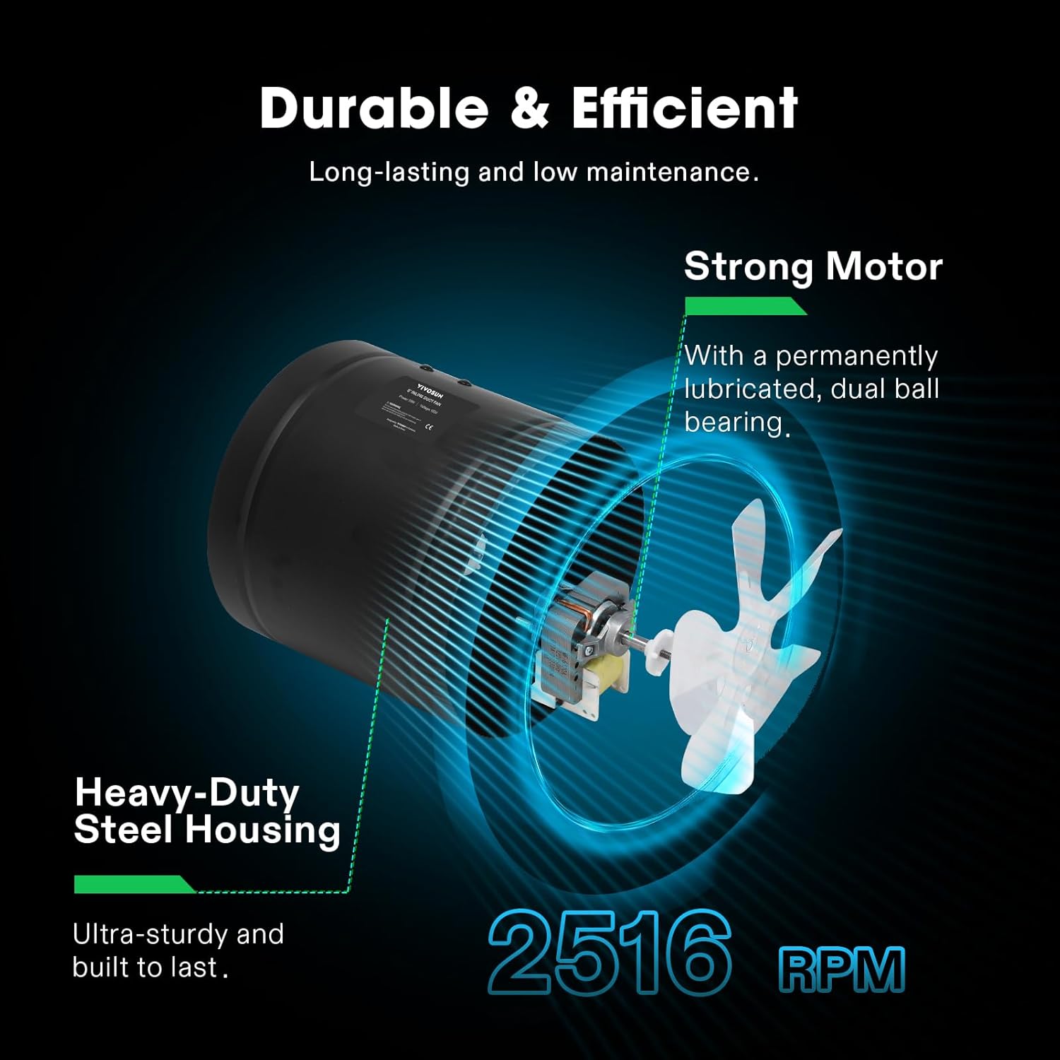 VIVOSUN Inline Booster Duct Fan 8” 420 CFM and Dryer Vent Hose, 8 inch Aluminum Foil Ducting, 25FT Long Heavy-Duty Dryer Hose Vent Kit for HVAC Ventilation, Exhaust, Duct Fan Systems