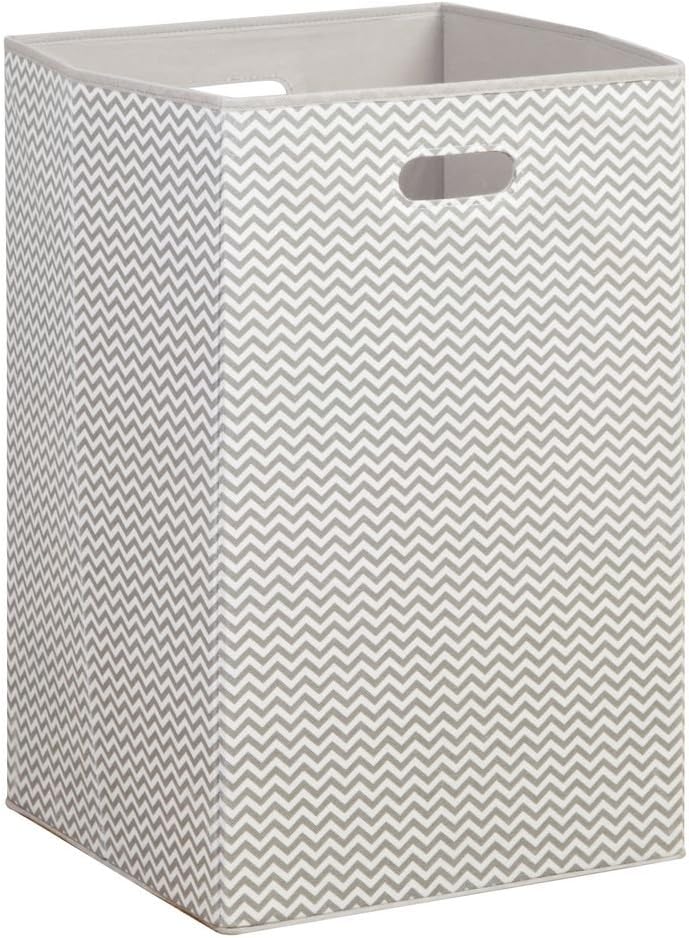 InterDesign Axis Chevron Folding Clothes Laundry Hamper with Handles - Taupe/Natural