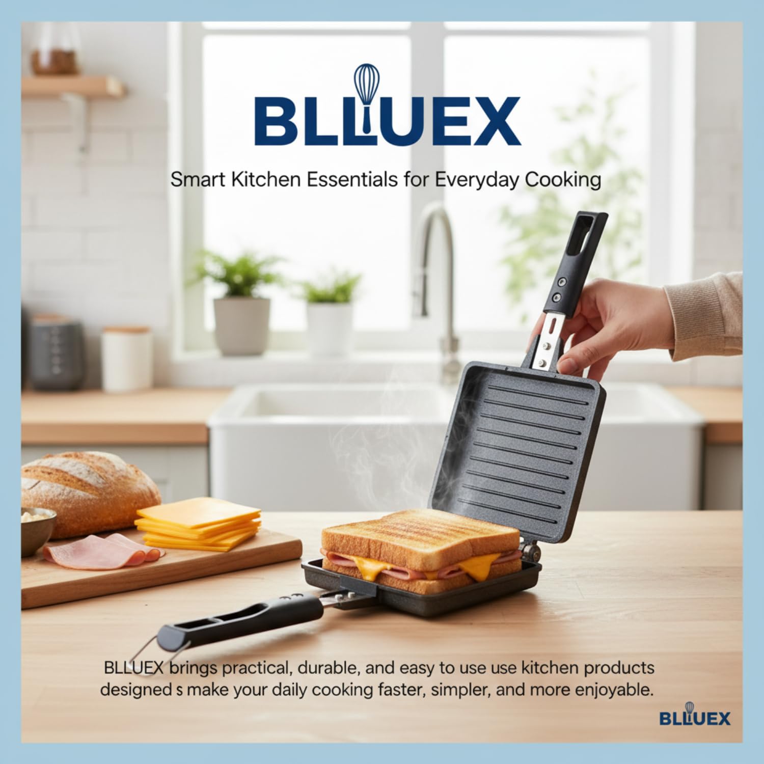 Jumbo Sandwich Toaster - Crispy Sandwiches on Gas Stove -5