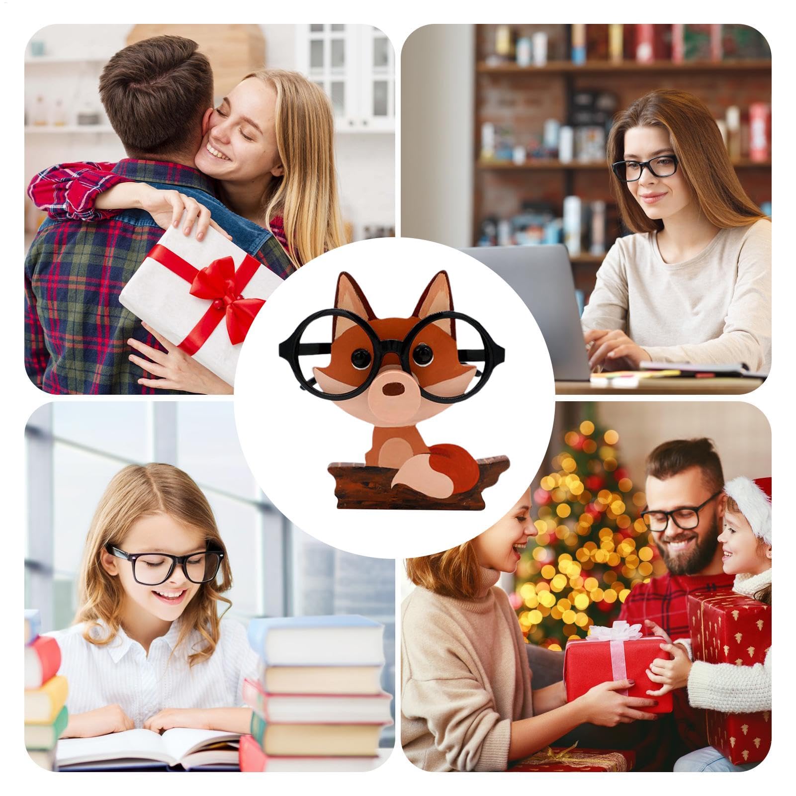 Drewniany uchwyt na okulary ze zwierzętami kreatywne lisy kangury w kształcie okularów stojak na okulary ze zwierzętami uchwyt na okulary przeciwsłoneczne stojak ekspozycyjny na biurko domowe