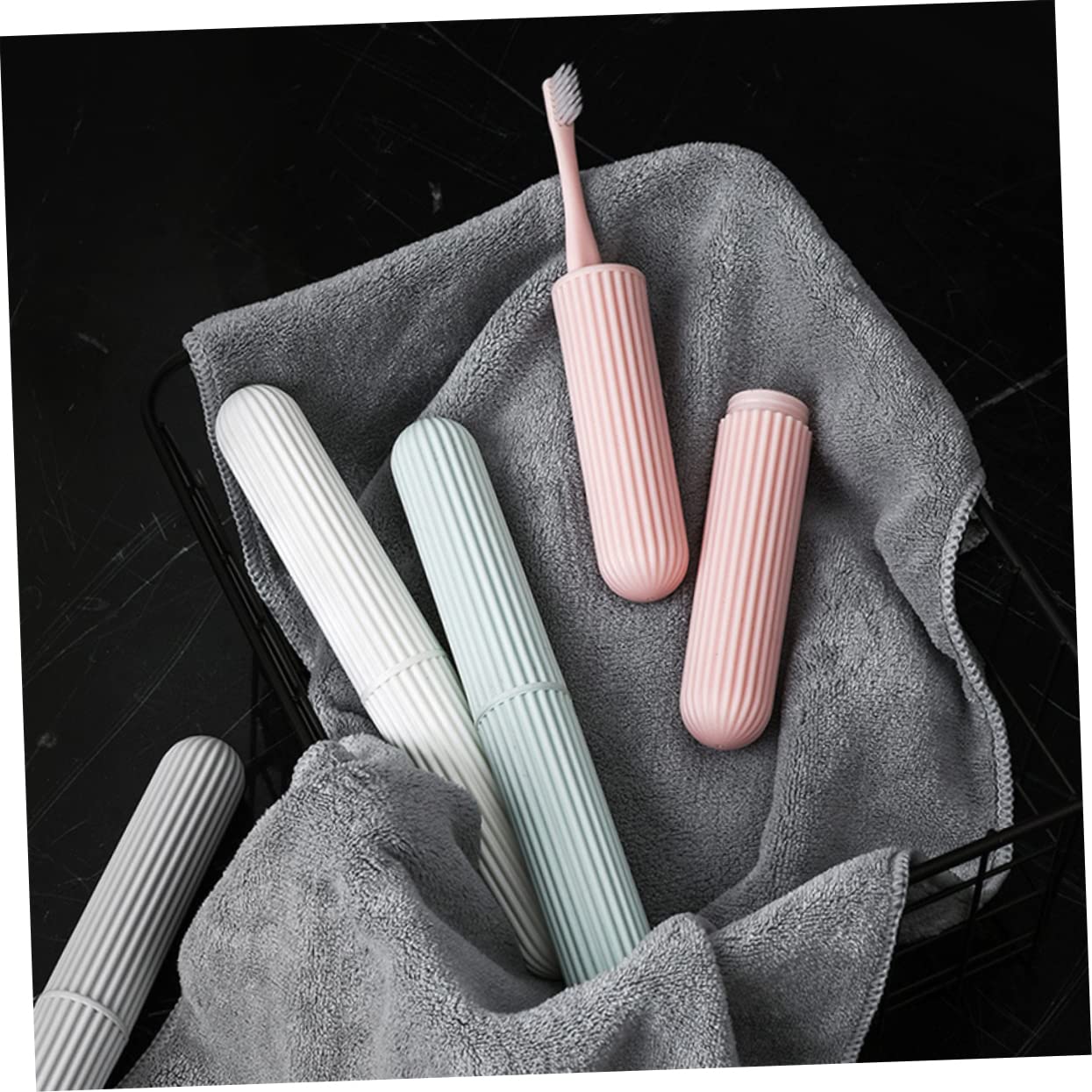 Lot de 8 porte-brosses à dents de voyage, étui de voyage pour brosse à dents de voyage, dentifrice de voyage, pâte à dents de voyage, brosse à dents de voyage, rangement C, 1 couleur, Taille unique