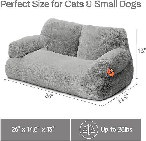 Miniatura 7 de MEWOOFUN Sofá cama de interior para gatos, cama, lavable, para gato o perro pequeño o mediano de hasta 25 lb, cama esponjosa para mascotas, base