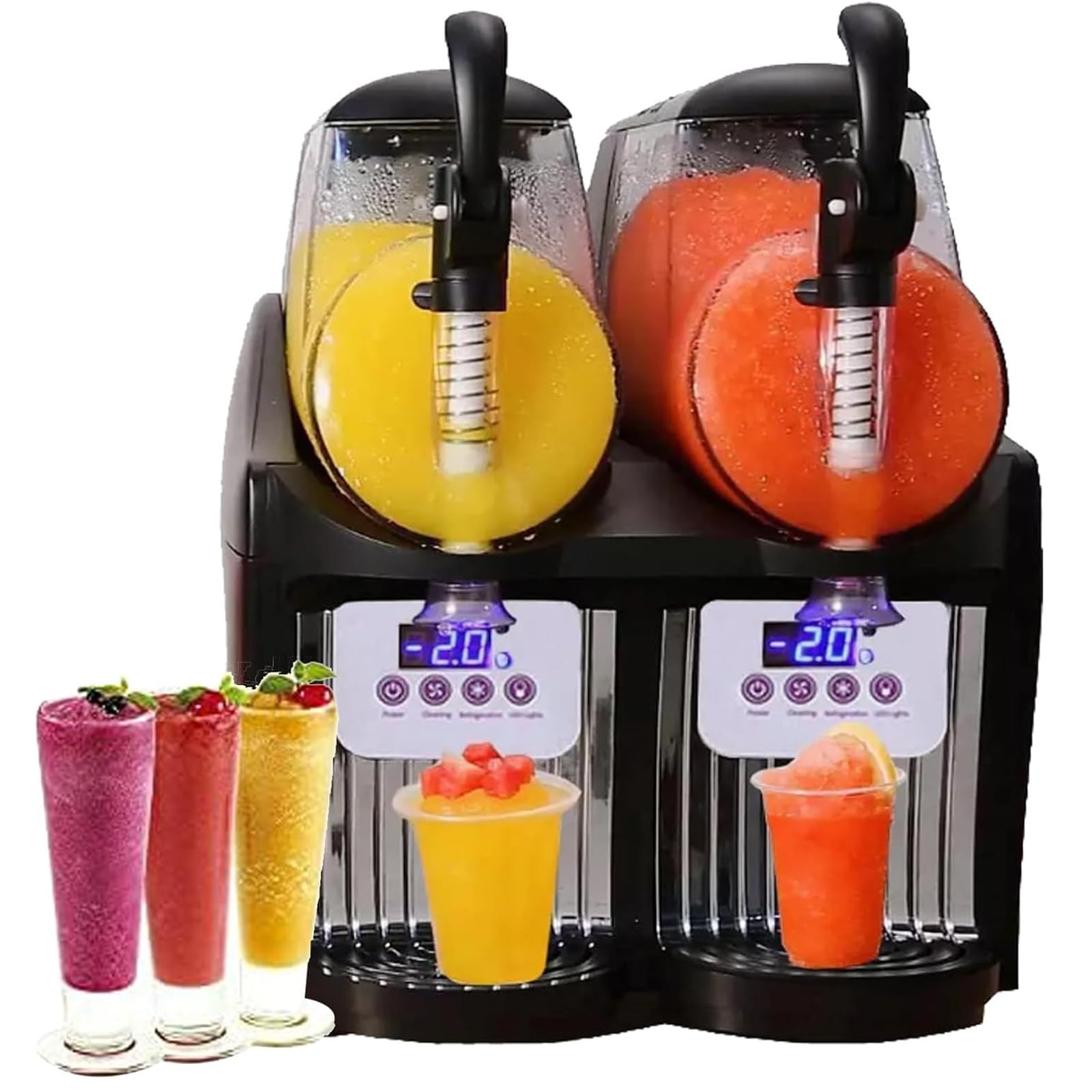 Máquina De Granizado De Hielo Comercial 5l Máquina para Hacer Granizados Comercial 44x37x34 Cm, De Acero Inoxidable 300 W con Agitadores Dobles para Restaurante, Bar