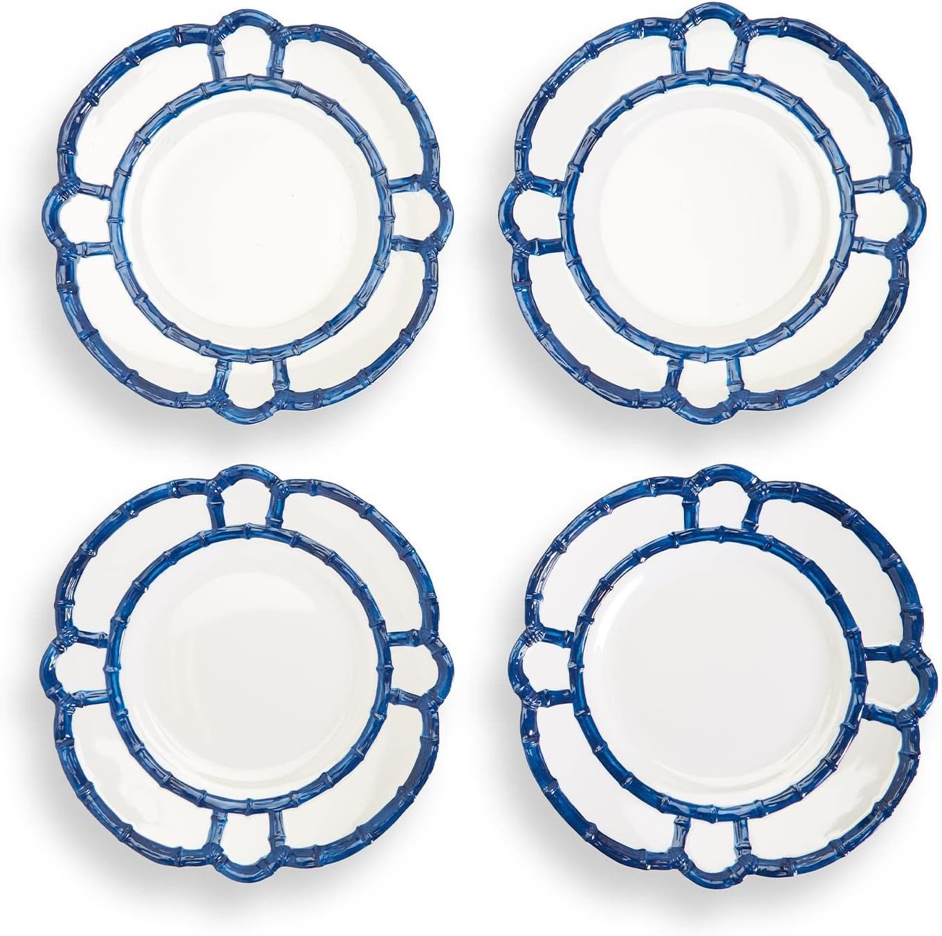 Two's Company Set of 4 Blue Bamboo Touch Dinner Plate