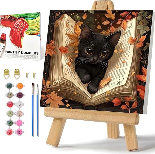hkejoi Kit de pintura por números para niños, kits de pintura por números de 8 a 12 años de edad enmarcado y caballete, pintura por números,
