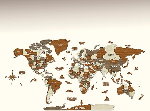 Miniatura 10 de Mapa del mundo de madera 3D multicapa, mapa de viaje con estados y capitales, decoración de pared para la nueva casa, regalo para viajeros,