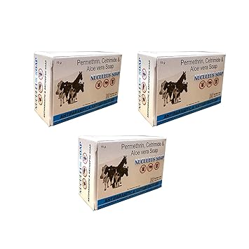 NUCULEUS SOAP to Remove Skin parasites, Bacterial infections and maintains Healthy Skin and Coat of Dog with Aloe Vera 75 gm (Pack of 3)