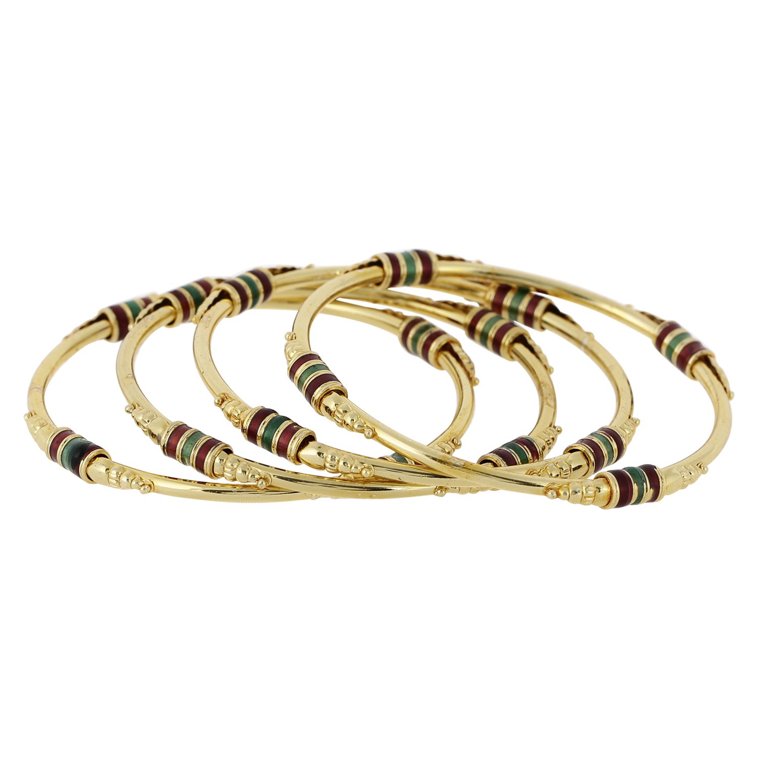 ZENEME Bangle Gold Plated One Gram Gold Traditional Designer Set Of 4 Ethinic Colourfull Bangle Jewellery For Girls & Women (B077T366V4) Amazon Price History, Amazon Price Tracker
