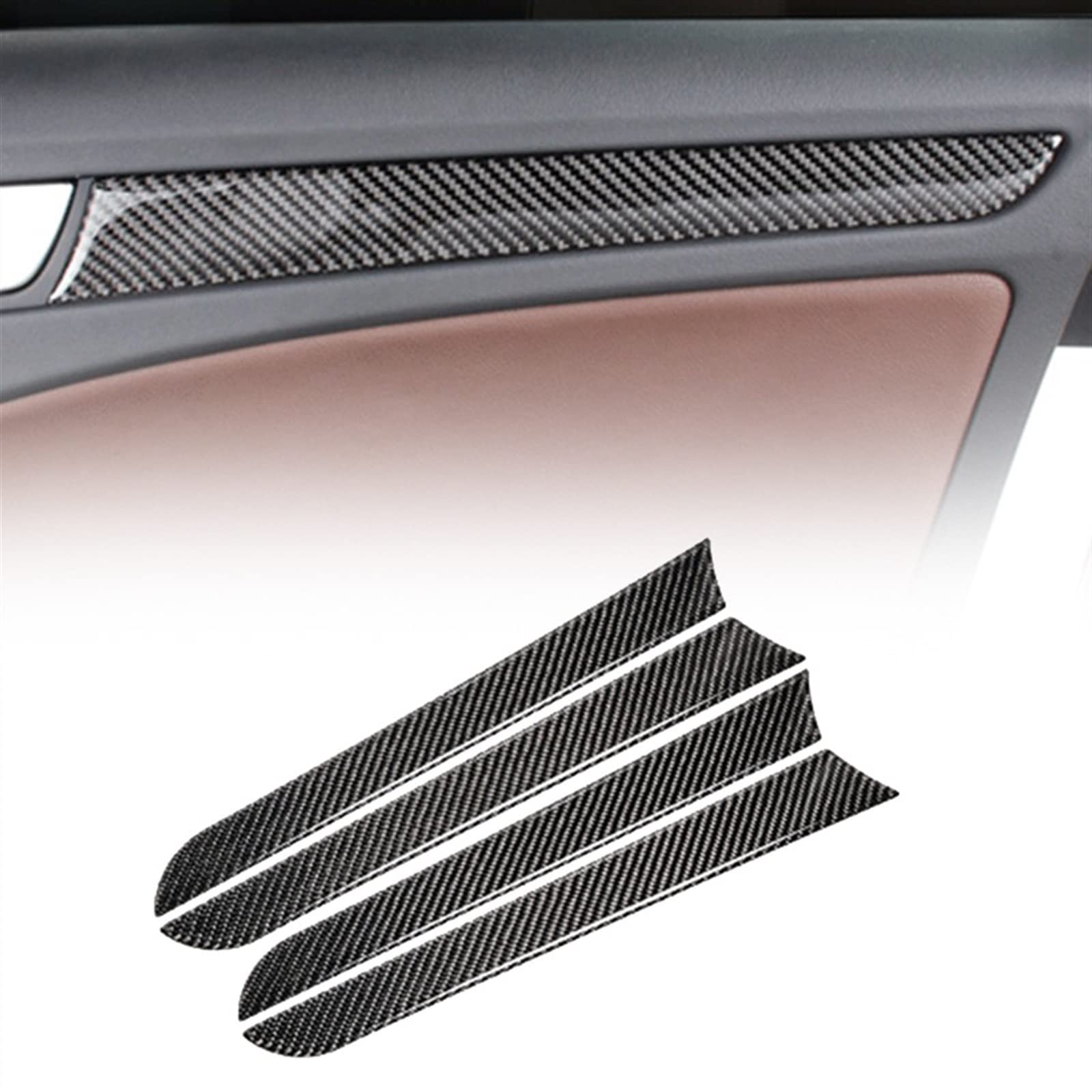 Bandes De Garniture Porte Voiture en Fiber Carbone Tableau Bord Copilote Décorer Couverture Accessoires Intérieurs Automatiques pour Audi A4 B8 2009-2015