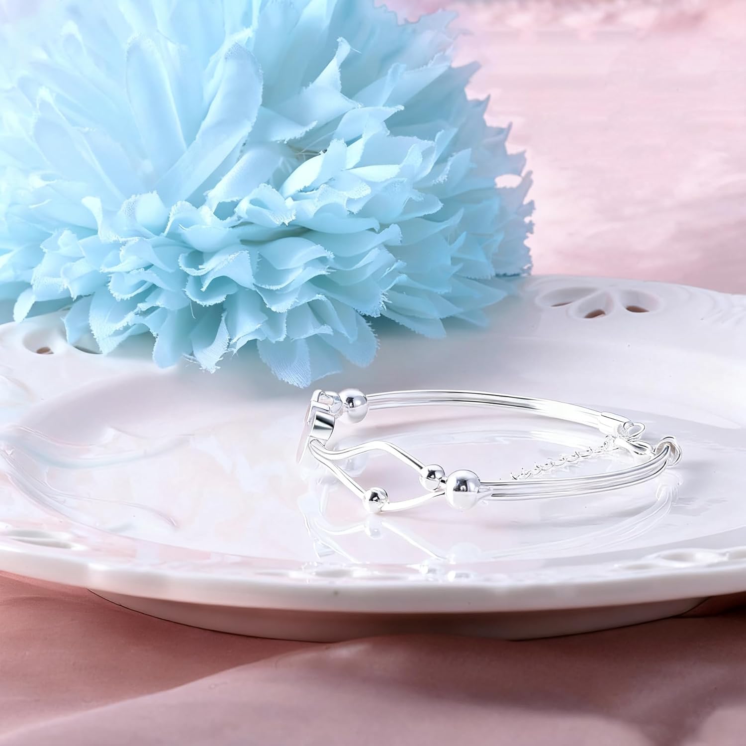 Mouse Bracelet for Women Sterling Silver Mouse Bangles With Adjustable Chain Length Sparkling Cute Lovely Animal Cartoon Link Charm Bracelet Lucky Princess Jewelry Gifts for Women Daughter Birthday - Image 4