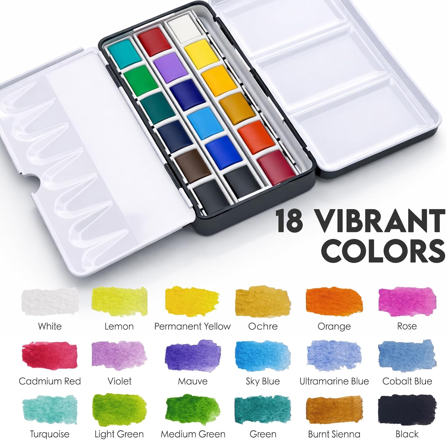 KOVIEDE Mini Watercolor Travel Set, All-in-One Water Color Paint Set with 6 Watercolor Brushes, 18 Colors, 1 Crossbody Bag, 1 Journal Book, 1 Water Cup, 1 Spray Bottle, 2 Sponge, for Painters Artists