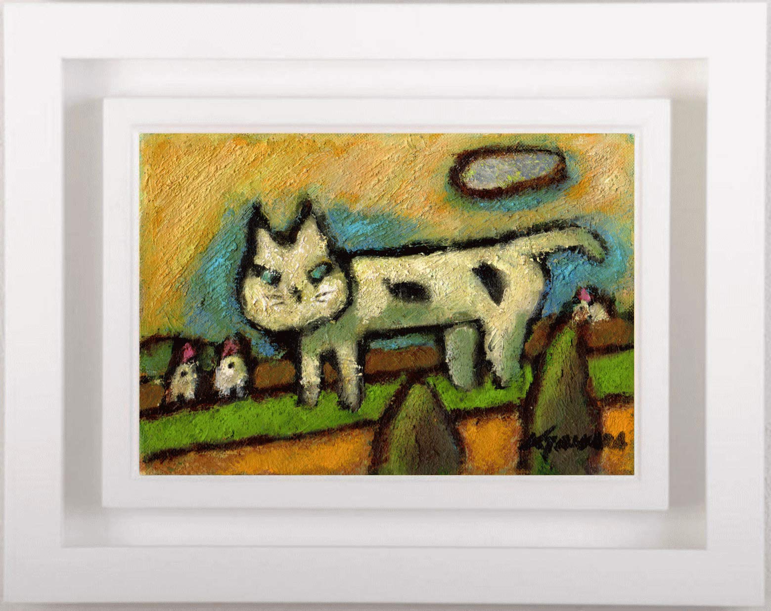 猫油彩画　池田道康作　A5サイズ 猫油彩画 池田道康作 A5サイズ