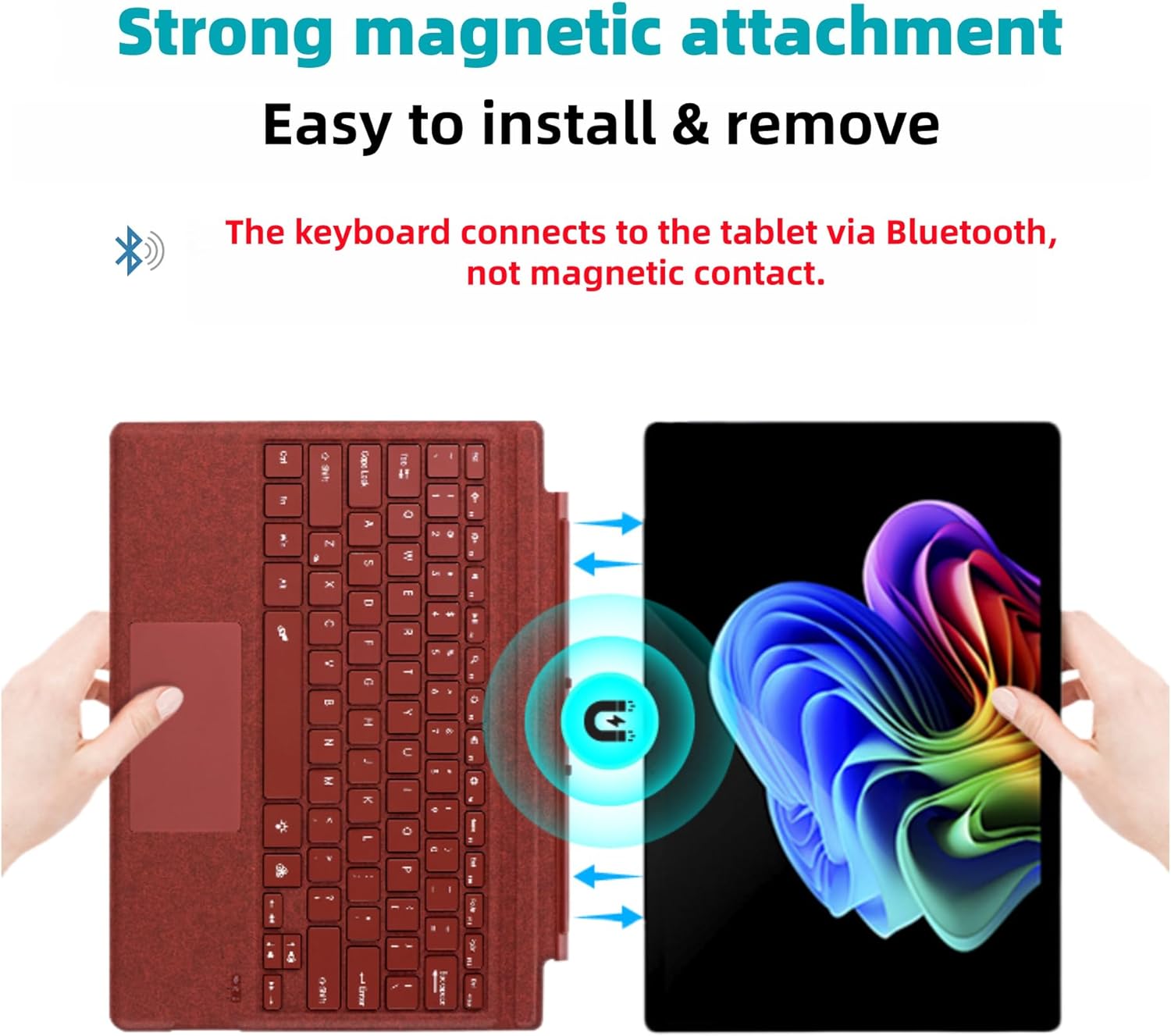 Type Cover for Microsoft Surface Pro 7+ / Pro 7/6 / 5/4 / 3, 12.3 inch, Ultra-Slim Wireless Bluetooth Tablet Keyboard with Multi Touchpad (Poppy Red)