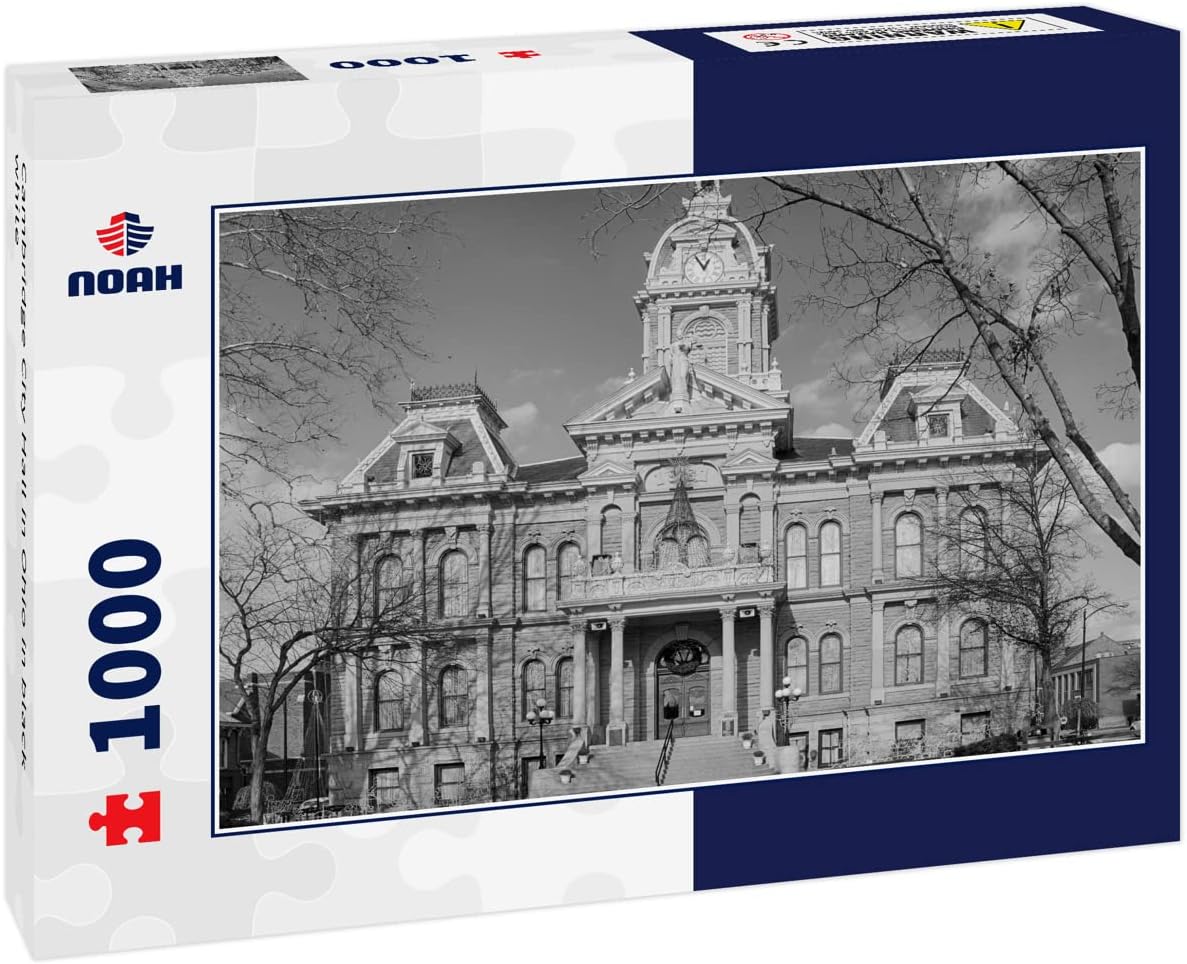 Noah Jigsaw Puzzle Cambridge City Hall in Ohio in Black White 1000 Pieces