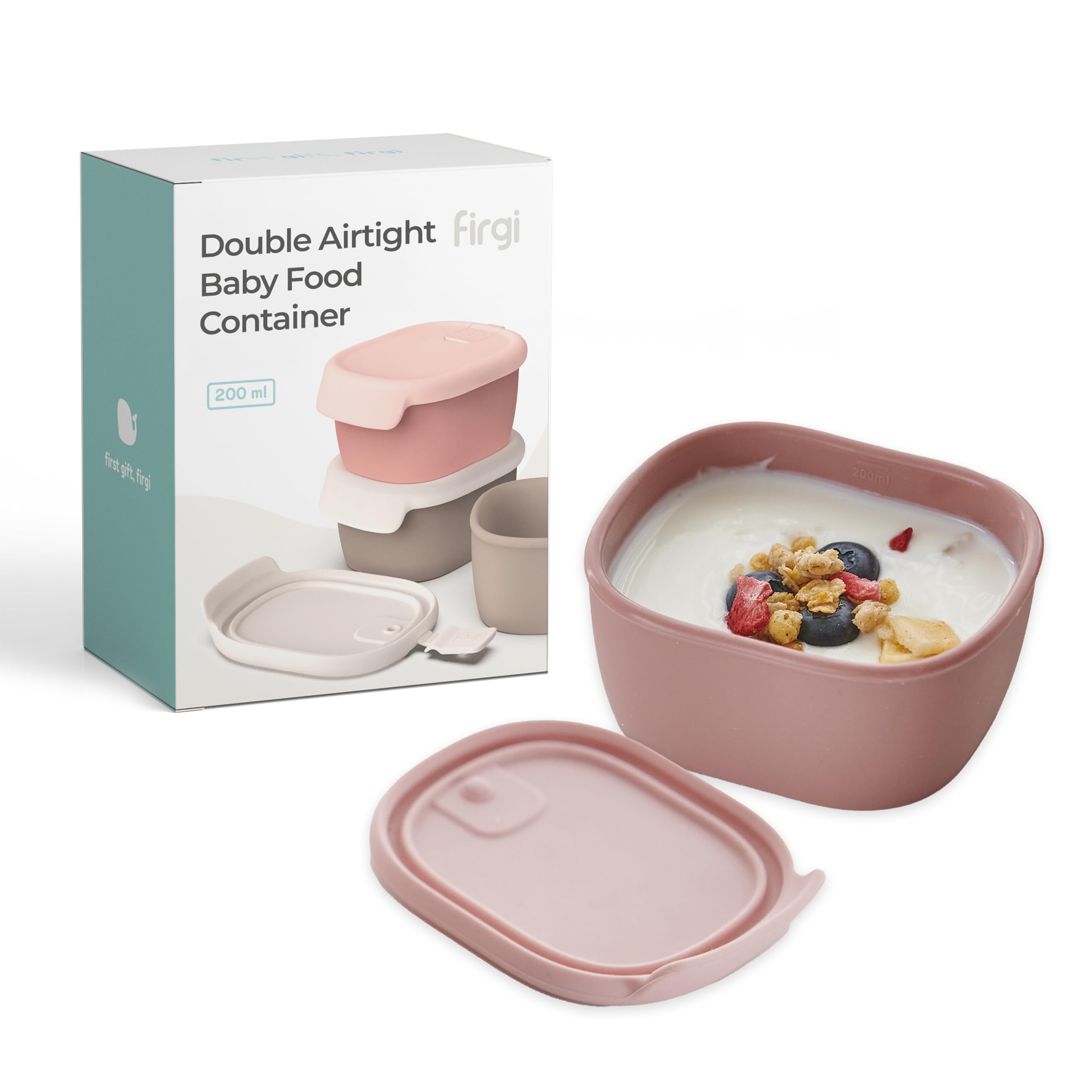 Photo 1 of Firgi Silicone Baby Food Storage Containers with Airtight Lid, BPA-Free Leak-Proof Baby Food Jars, Microwave & Dishwasher Safe Reusable Snack Containers with Lids for Baby Led Weaning, Dry Rose