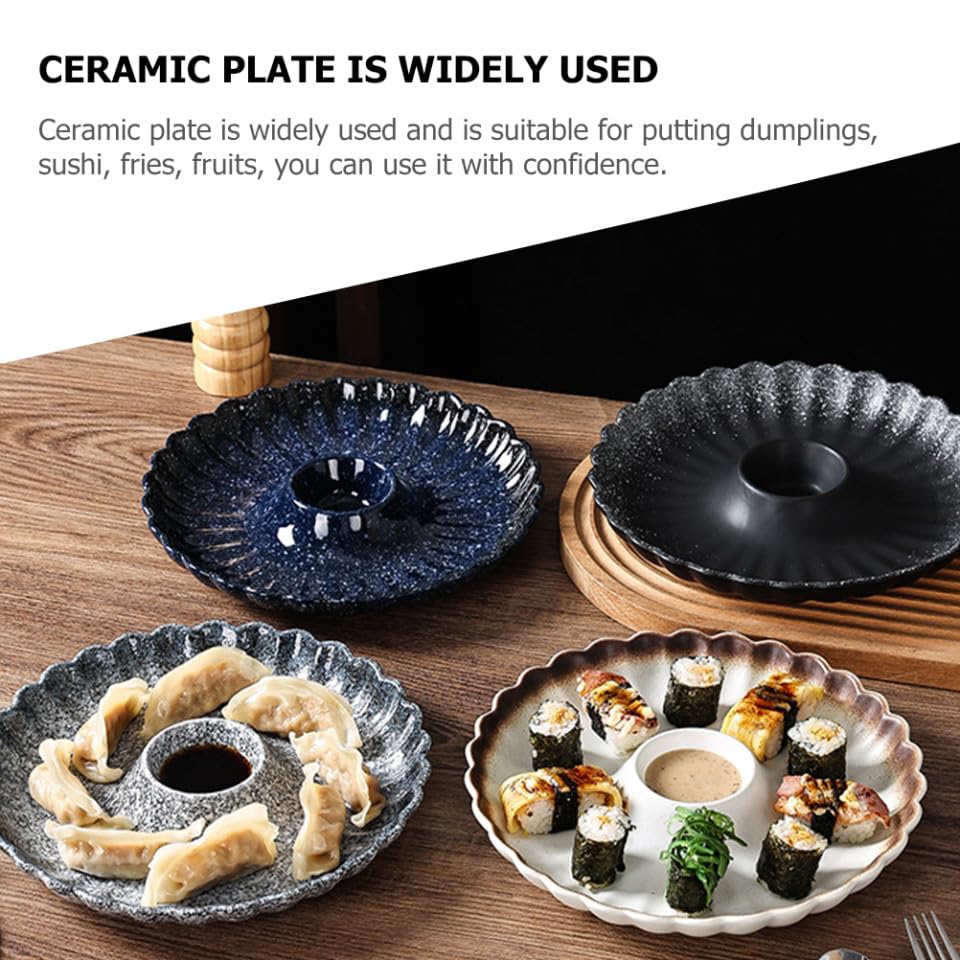 Plato para servir dumplings estilo japonés redondo de cerámica miniatura 3