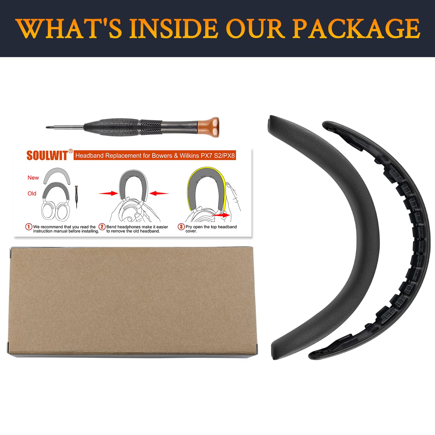 SOULWIT Peau d'agneau Haut + Bas Bandeau Couvre pour Bowers & Wilkins PX8/PX7 s2/PX7 s2e (ne Convient Pas au PX7), Pièce de Rechange Réparation pour Headband