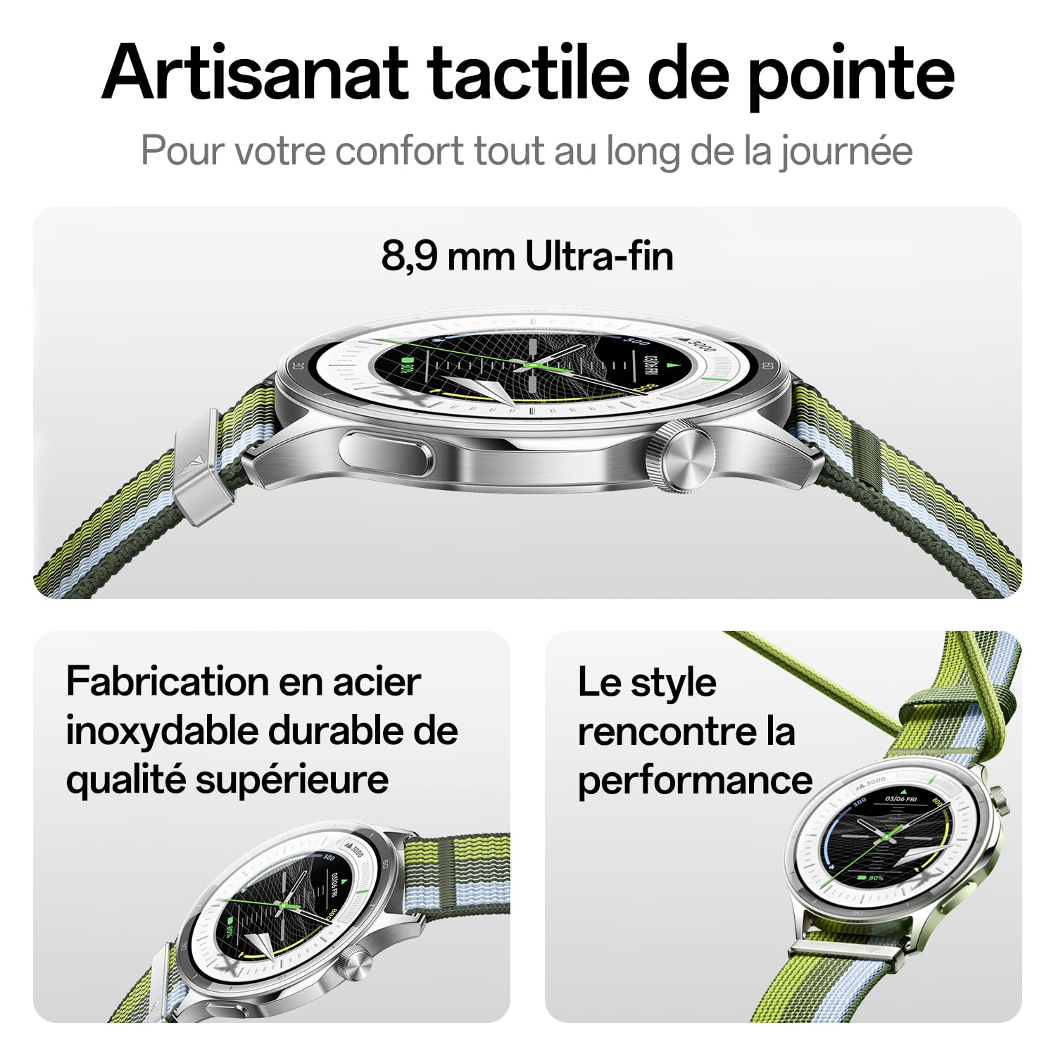 OPPO Watch S Montre ECG Acier 10Jours 3000Nits AMOLED, Silver Gleam