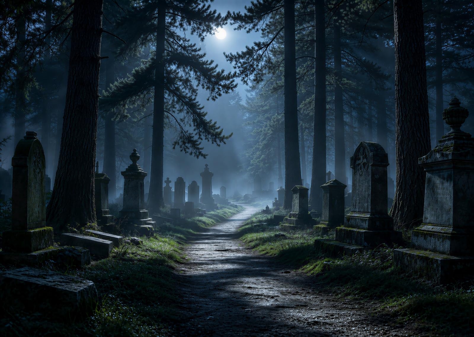 17x10FT (5.2x3m) Sentiero Cimitero Nel Bosco Sfondo Fotografico