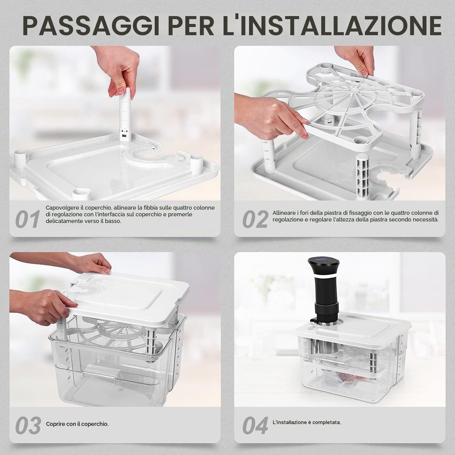 Sous Vide Contenitore Set 12L 7 in 1 con Coperchio e Griglia per Roner Professionale