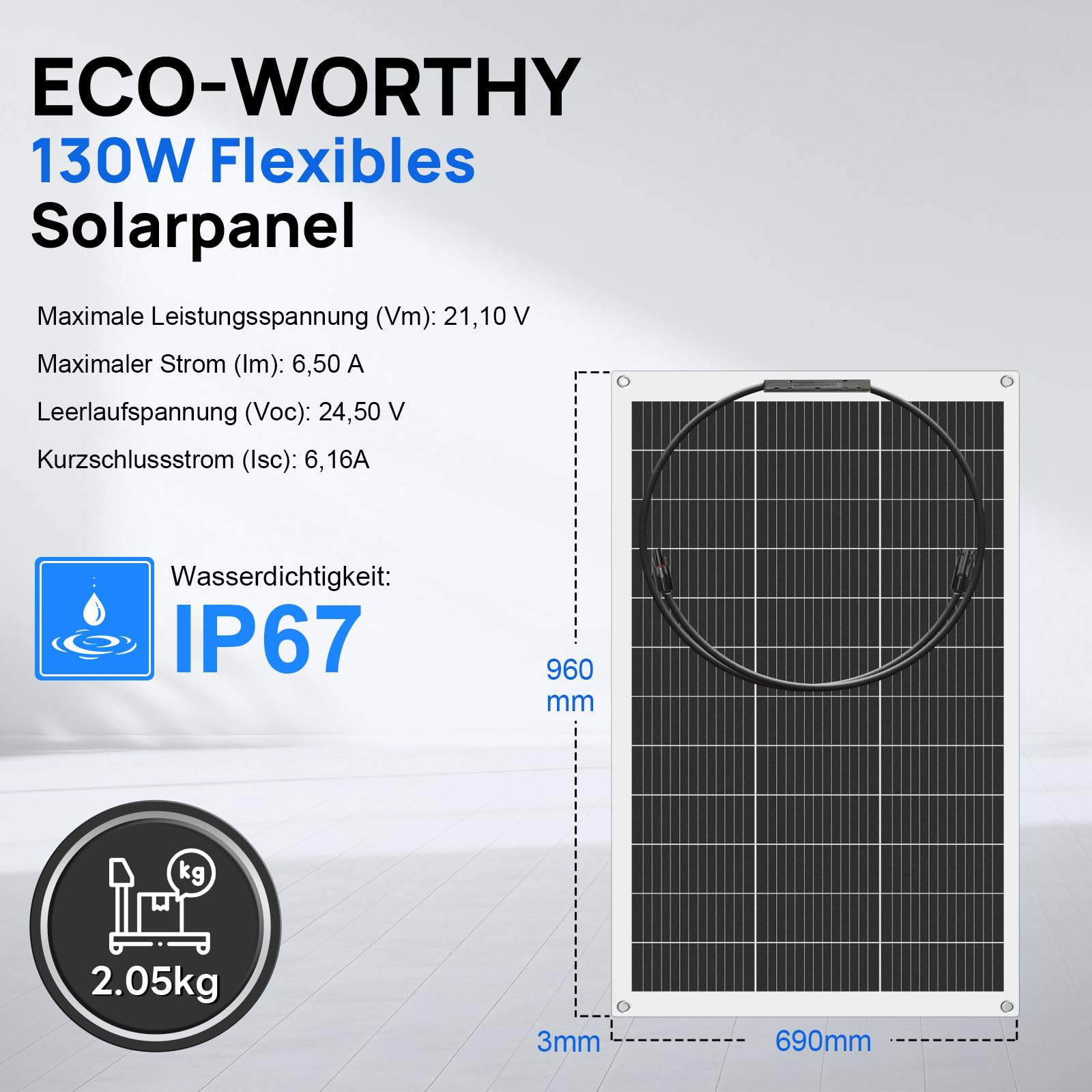 ECO-WORTHY Balkonkraftwerk 520W/600W – 4x130W Flexible Solarmodule, 600W/800W APsystems Wechselrichter Mit VDE-Relais – Plug & Play, 0% MwSt.