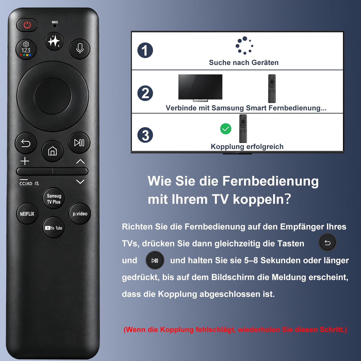 BN59-01480A - Telecomando solare per Samsung TV 2019-2025, controllo vocale | Alimentato a energia solare e ricaricabile tramite USB-C, ecologico e durevole, controllo vocale KI, compatibile con Bixby