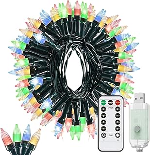 Solhice 40ft Christmas Lights String Lights USB Powered 120 LEDs, Mini Lights for Car with Remote Control, Multicolor Xmas Tree Lights for Bedroom Indoor Outdoor Decor