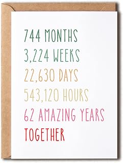 62Nd Anniversary Card - Funny 62 Years Wedding Anniversary Card - Funny Wedding Anniversary Card - 62Nd Anniversary Card For Him Her