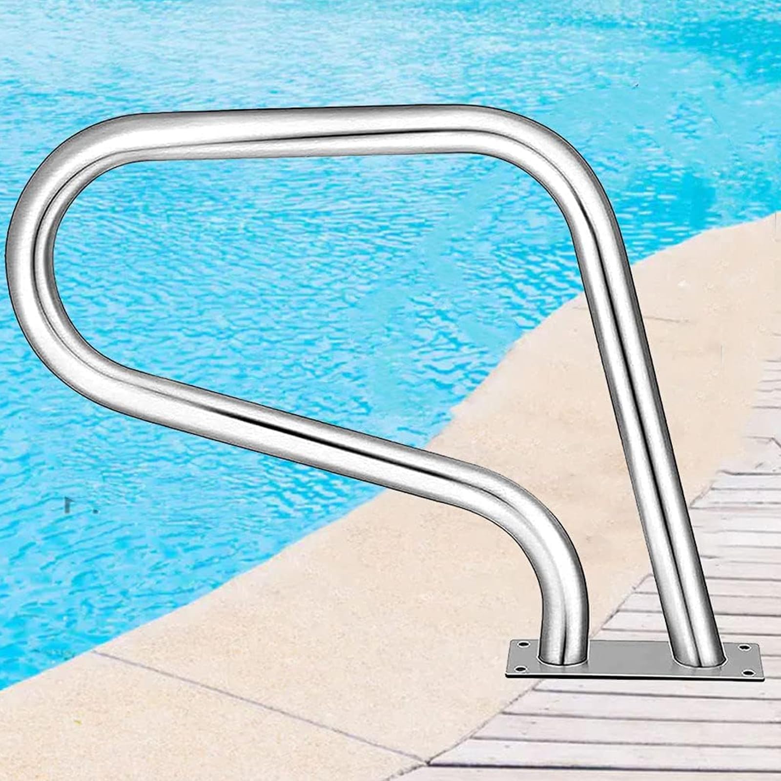 Pool Handrail Pool Hand Rail, Easy Mount Hand Grab Rail, 304 Stainless Steel Swimming Pool Stair Rail