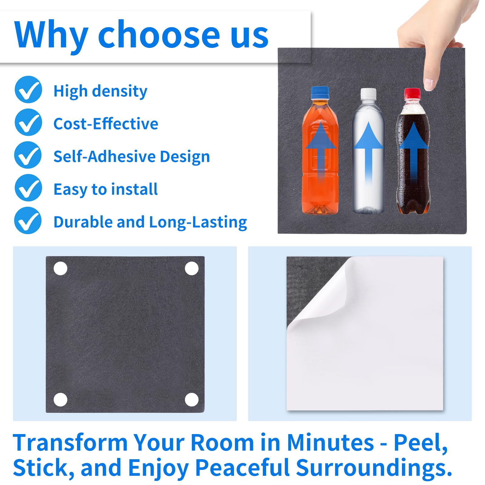 Pannelli Fonoassorbenti Autoadesivi - 12 Pezzi 30x30cm Per Studio, Ufficio, Casa - Foto 7