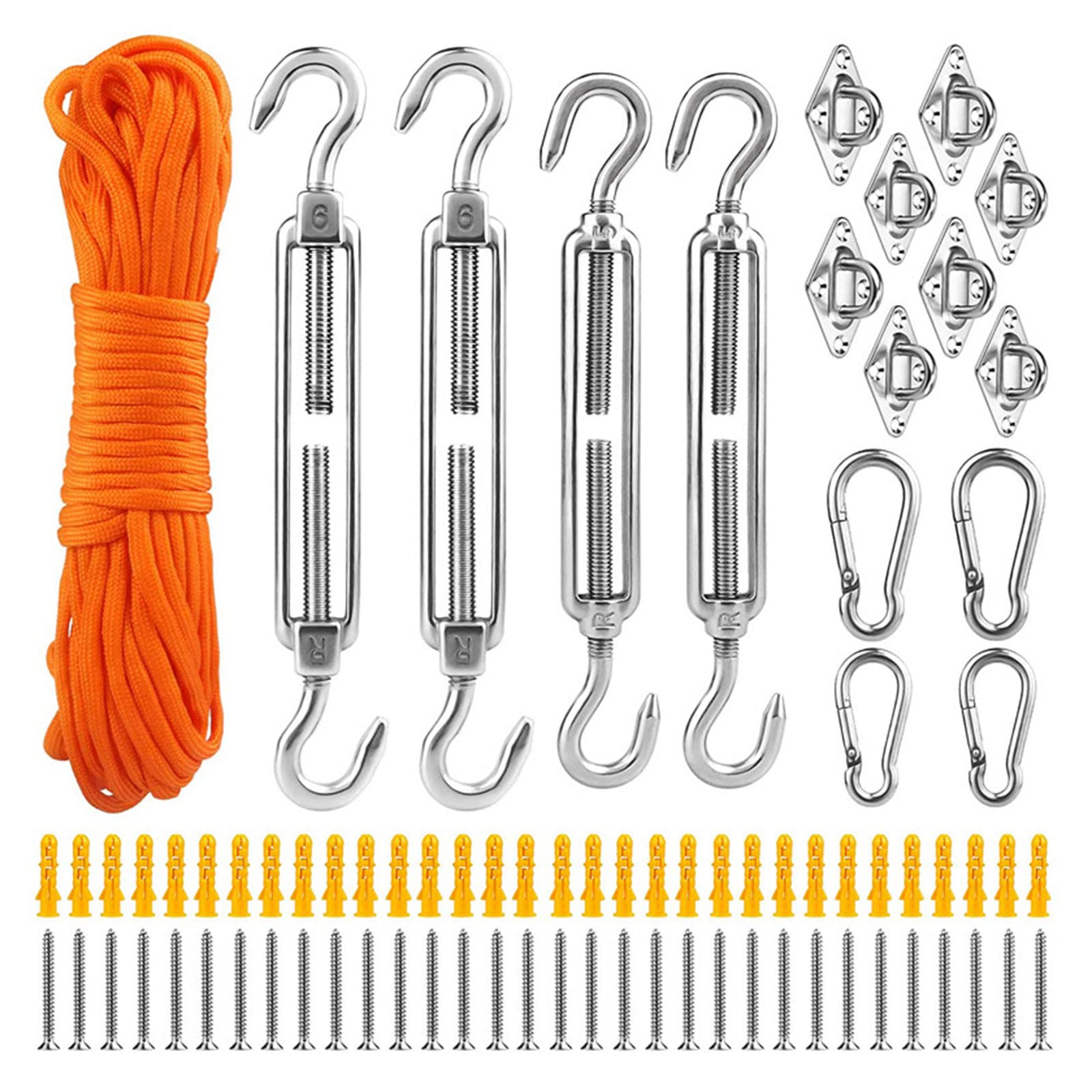 Kit de quincaillerie rectangulaire pour Voile d ' ombrage, 81 pièces, Ensemble de Fixation d ' auvent en Acier Inoxydable pour d ' auvent de Voile d ' ombrage F, Accessoires de Fixation,