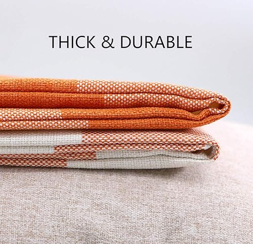 Miniatura 5 de 4TH Emotion Juego de 2 fundas de cojín o almohada de lino de poliéster con estampado a cuadros estilo alquería para decoración del hogar en otoño,