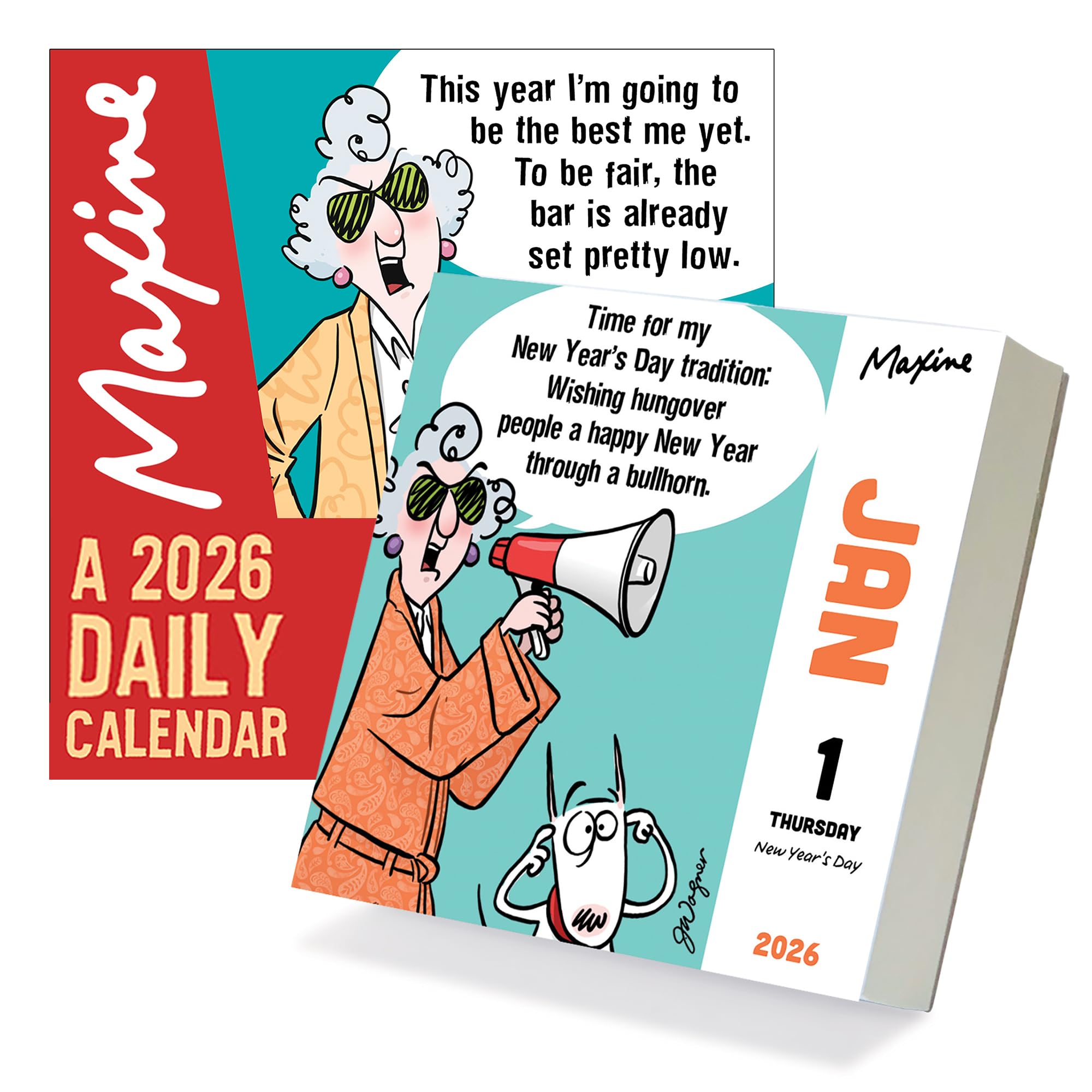 TF Publishing 2026 Maxine Daily Desktop Calendar - Small Daily Desk Calendar 2026 for Home or Office Organization, Full-Color Tear-Off Pages &