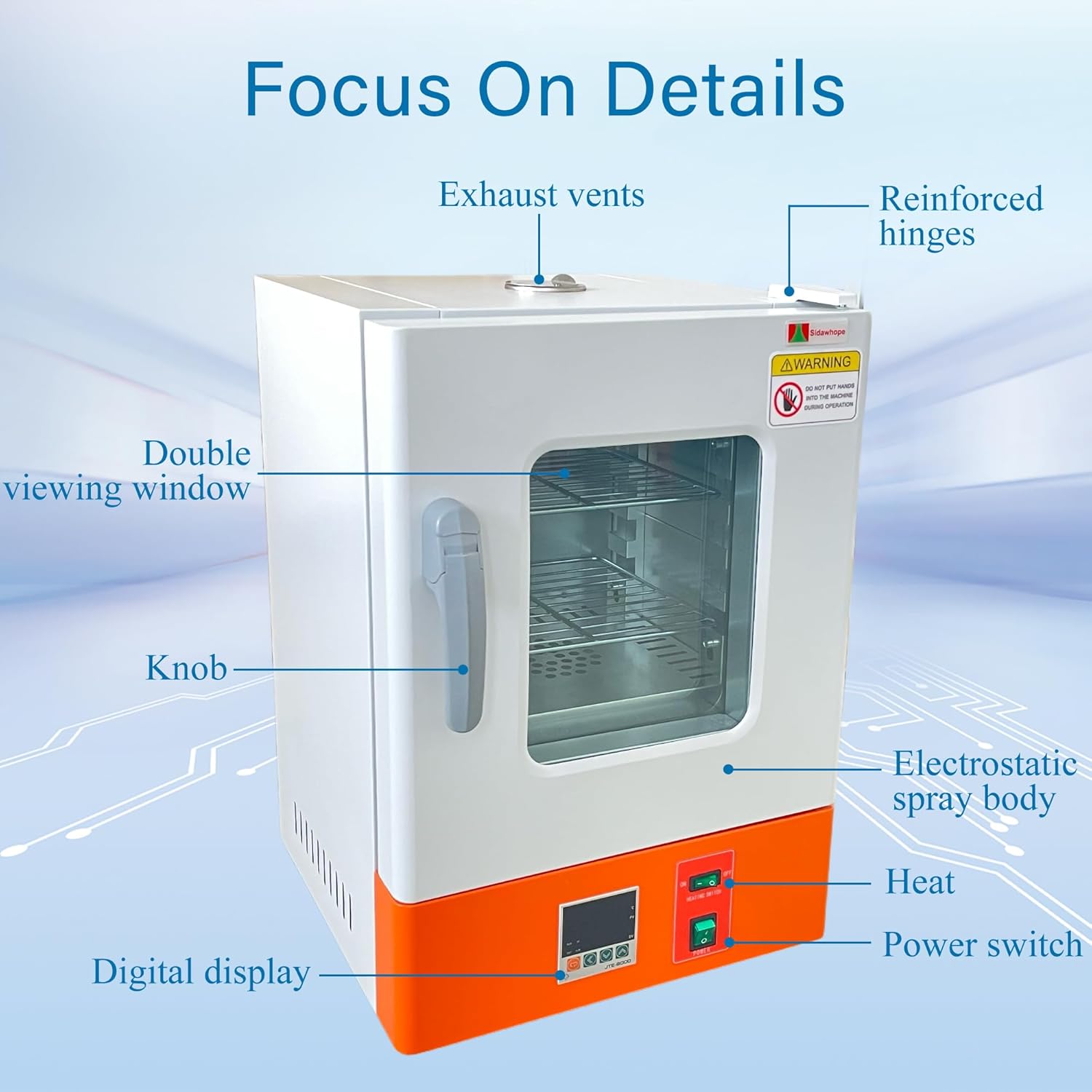 Electric Heating Constant Temperature Lab Incubator 22L 11X11X11Inch Chamber RT-70℃ 110V 60Hz Cabinet Incubator for Reptile Egg Bacterial Culture Seed Germination Medical Science