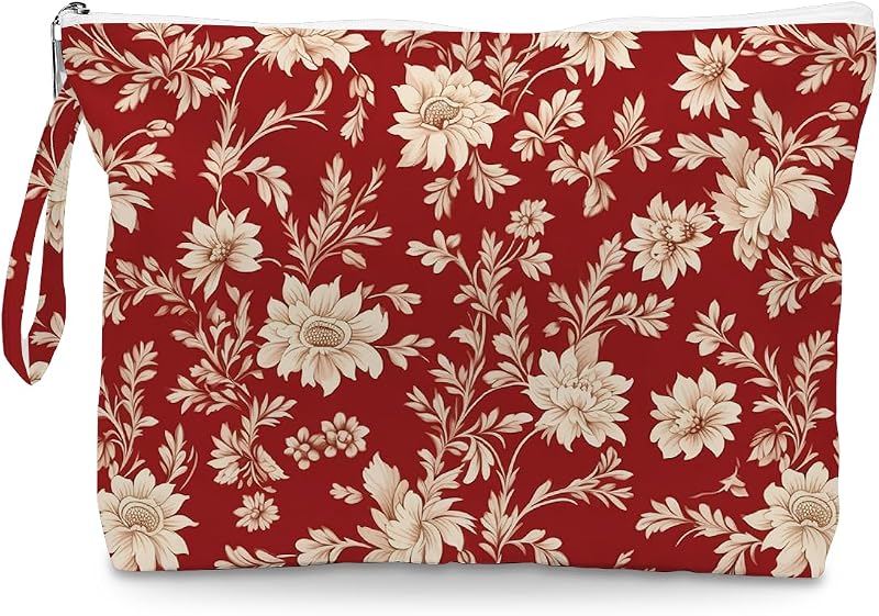 Necessaire Fokongna com Estampa de Folhas de Palmeira, Bolsa Impermeável com Zíper e Alça