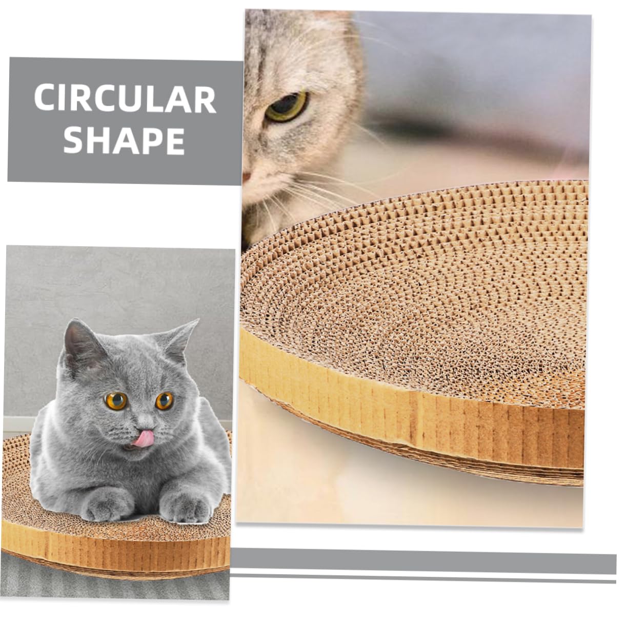 3 Stück-Pack Runde Katzenkratzbretter Ersatz aus Wellpappe, Khaki
