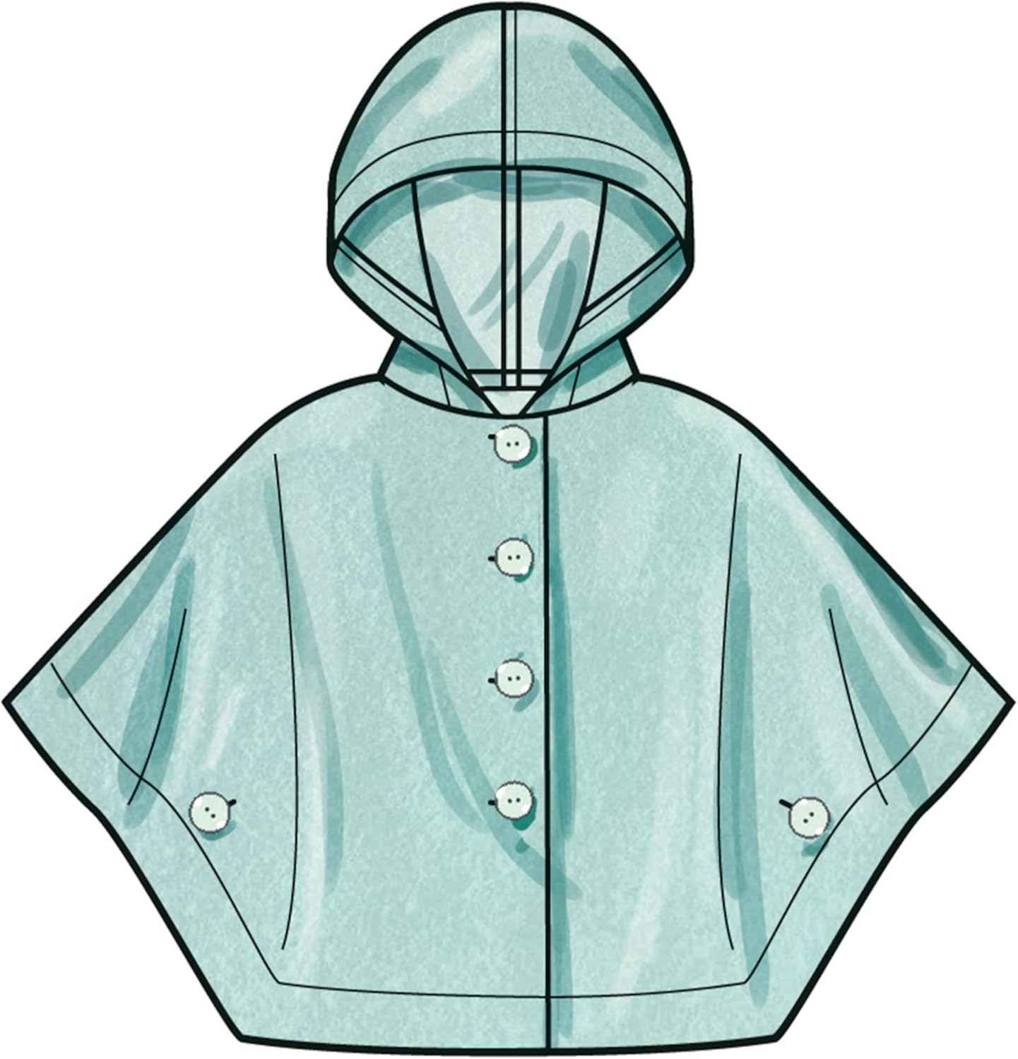 Simplicity SS3043HH Children's Unlined Ponchos Sewing Pattern Packet, Design Code S3043, Sizes 3-4-5-6, Multicolor