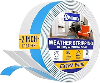 Weather Stripping 16.4FT(L) x 2in(W) Under Door Draft Blocker Silicone Seal Strip for House and Glass Shower, Door Sweep for Collision and Gaps of Doors and Windows, Weatherproof Soundproof (White)