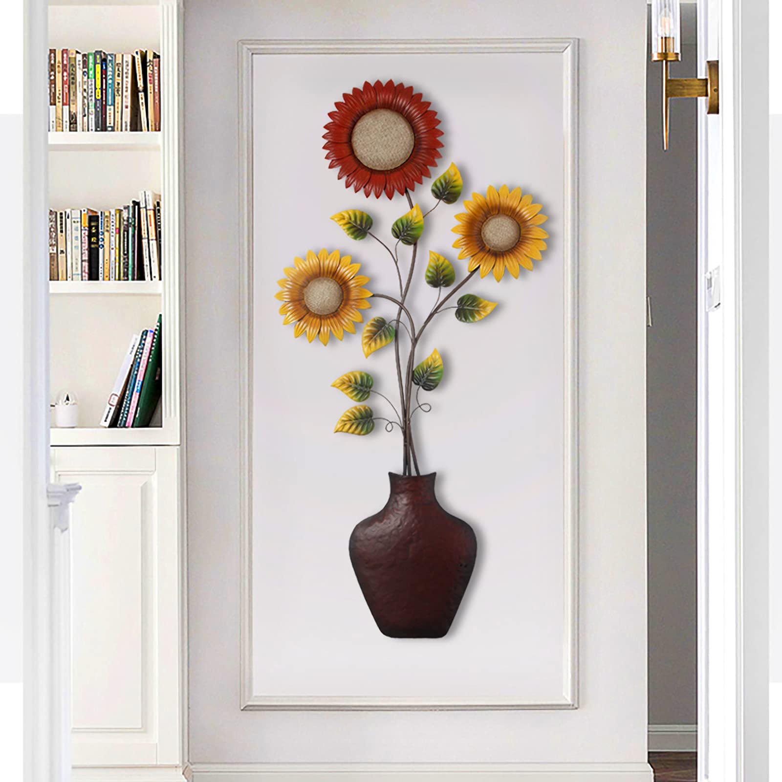 Decorazione Scultura da Parete Arte da Parete in Metallo Girasole,Decorazione da Parete con Fiore in Metallo,Decorazione da Appendere a Parete con Accento Naturale per la casa per Soggiorno