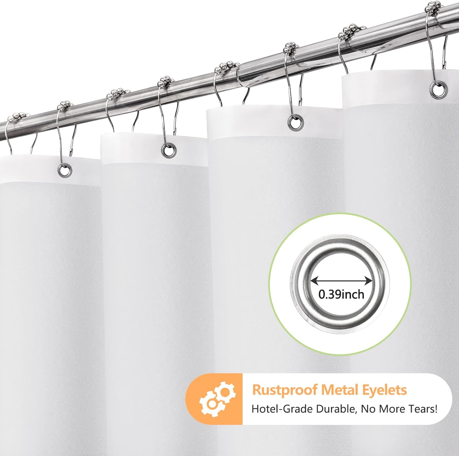Seenus Waterproof Soft Microfiber Shower Curtain TPU Backed Lightweight, 72 x 108 Inch Extra Long White Shower Curtain Liner with Magnets, 2 in 1 Hotel Quality Ceiling to Floor Shower Curtain Washable