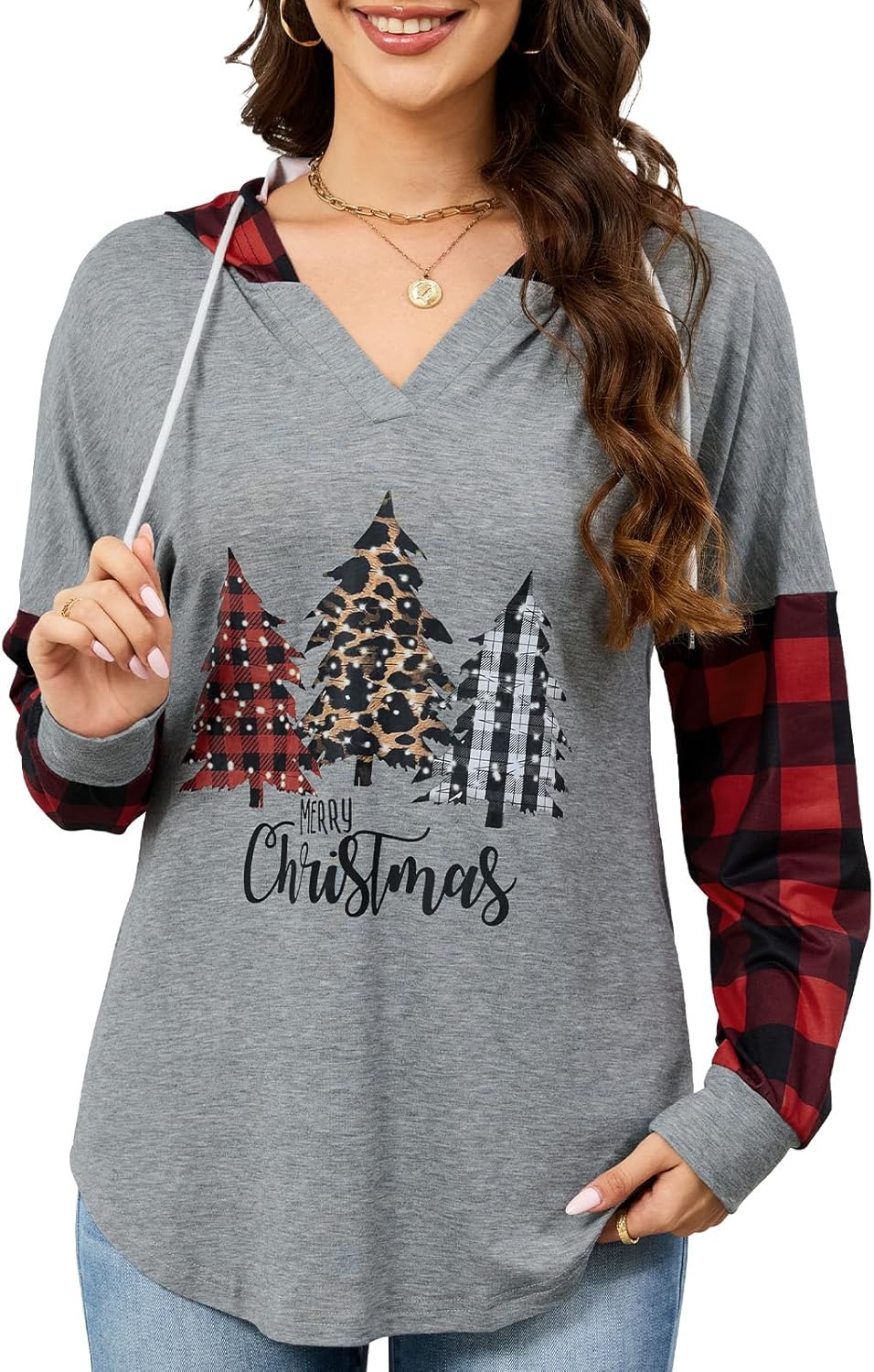 Womens Hoodies V Neck Sweatshirts Long Sleeve Pullover Casual Fall Teen Girls Preppy Clothes 2025 Trendy