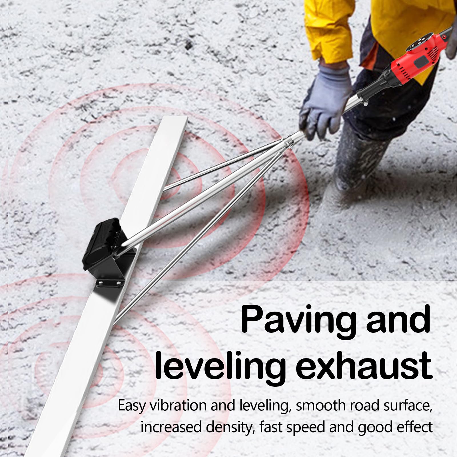 Vibreur Beton, Vibreur pour Béton Électriques 21V avec 2 Batteries 2,000 mAh Surfaceuse Beton 60W 6000 tr/min Machine de Lissage en Acier Inoxydable 1,5m pour Béton et Boue