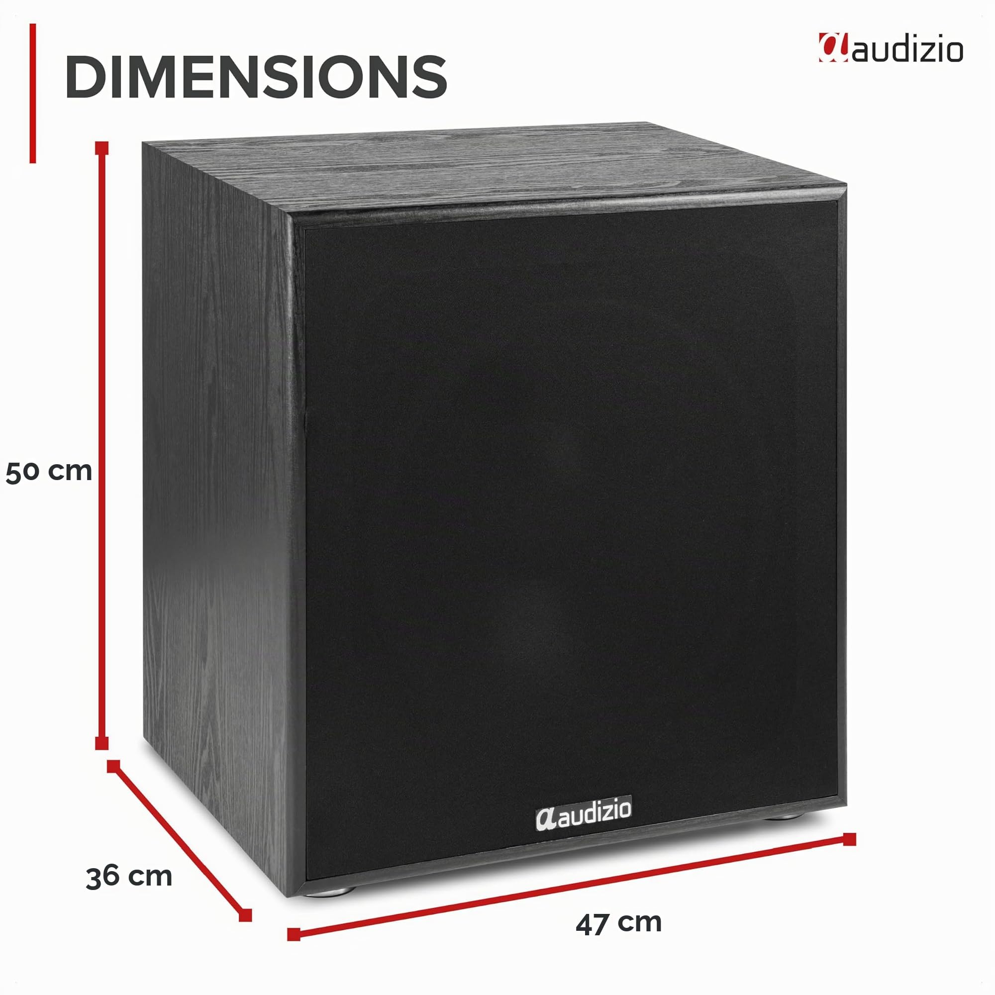 Audizio SHFS15B Subwoofer Actif 15 Pouces 500W Noir - Caisson de Basses Hi-FI pour Home Cinema et Système Audio Salon