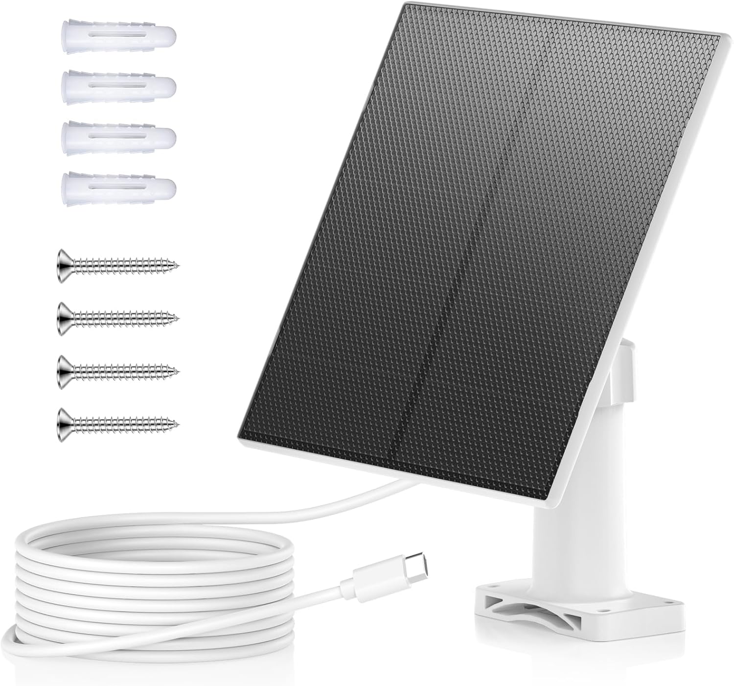 MUBILIFE 5W Solar Panel for Security Camera Wireless Outdoor, with Micro USB & Type-C Port, Continuous high-Efficiency Solar Power, IP66 Weatherproof, 360° Adjustable Bracket, 10ft Cable